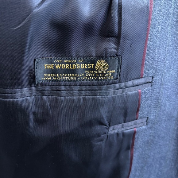 Hart Schaffner Marx Gray Blue Pinstripe Wool Suit 42L 2 Piece Hidden Flaw - Picture 8 of 16